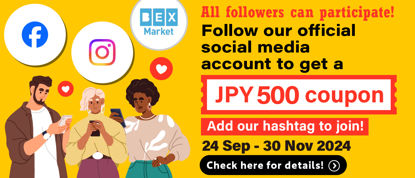 Follow our official social media account to get a JPY 500 coupon!