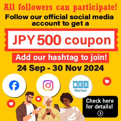 Follow our official social media account to get a JPY 500 coupon!